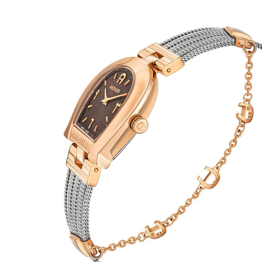 Aigner Cremona Women's Brown Dial Silver Gold Watch A115263 - Image 2