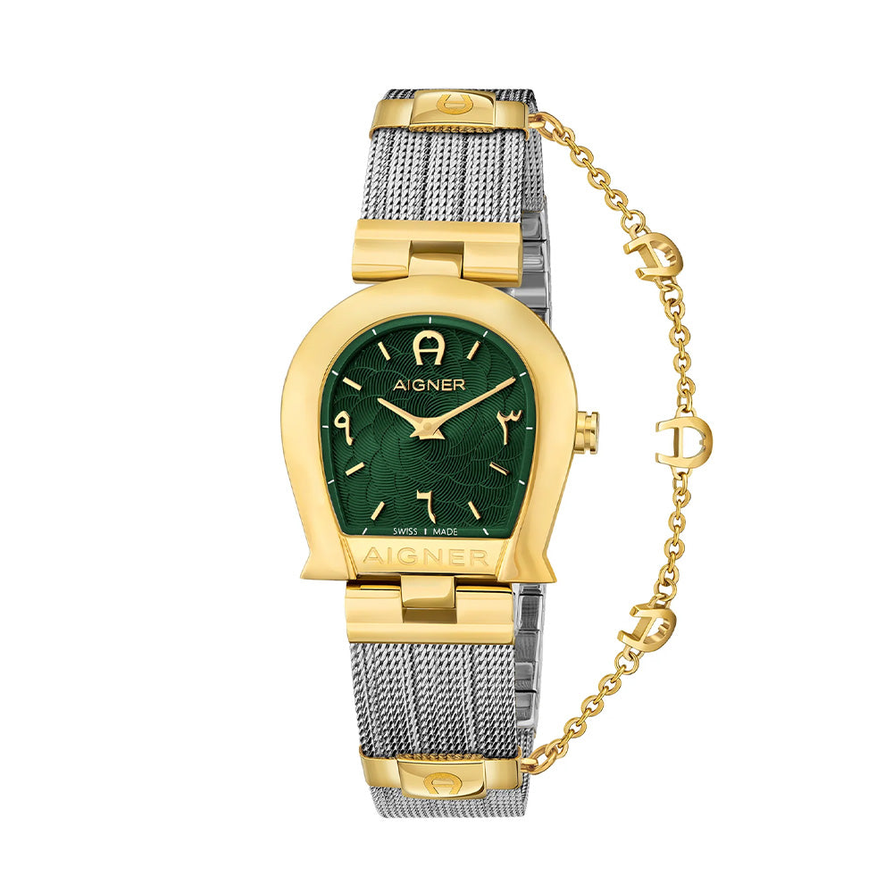 Aigner Cremona Women's Green Dial Silver Gold Watch A115261