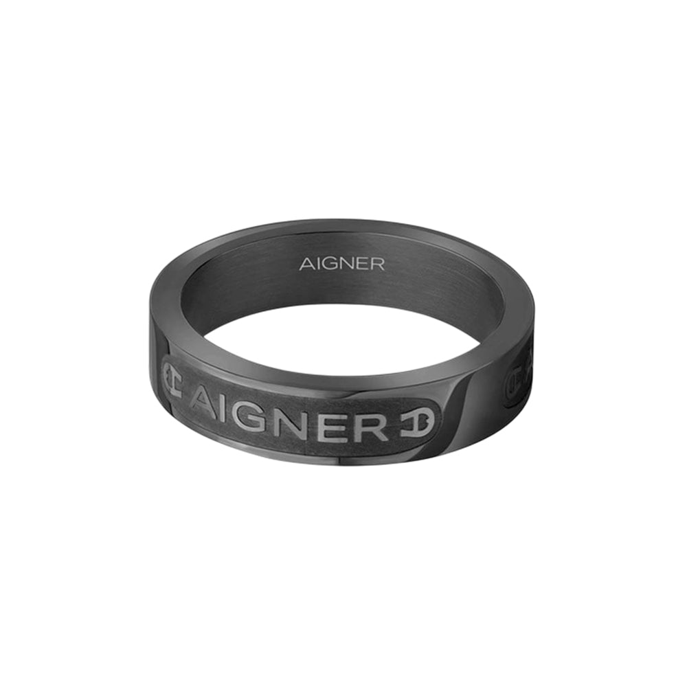 Aigner Fausta Grey Steel Men's Ring Size 62 - ARAGF0009705