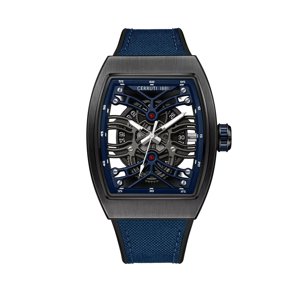 CERRUTI 1881 Calliano Men's Skeleton Blue Rubber Watch CIWGN0019505