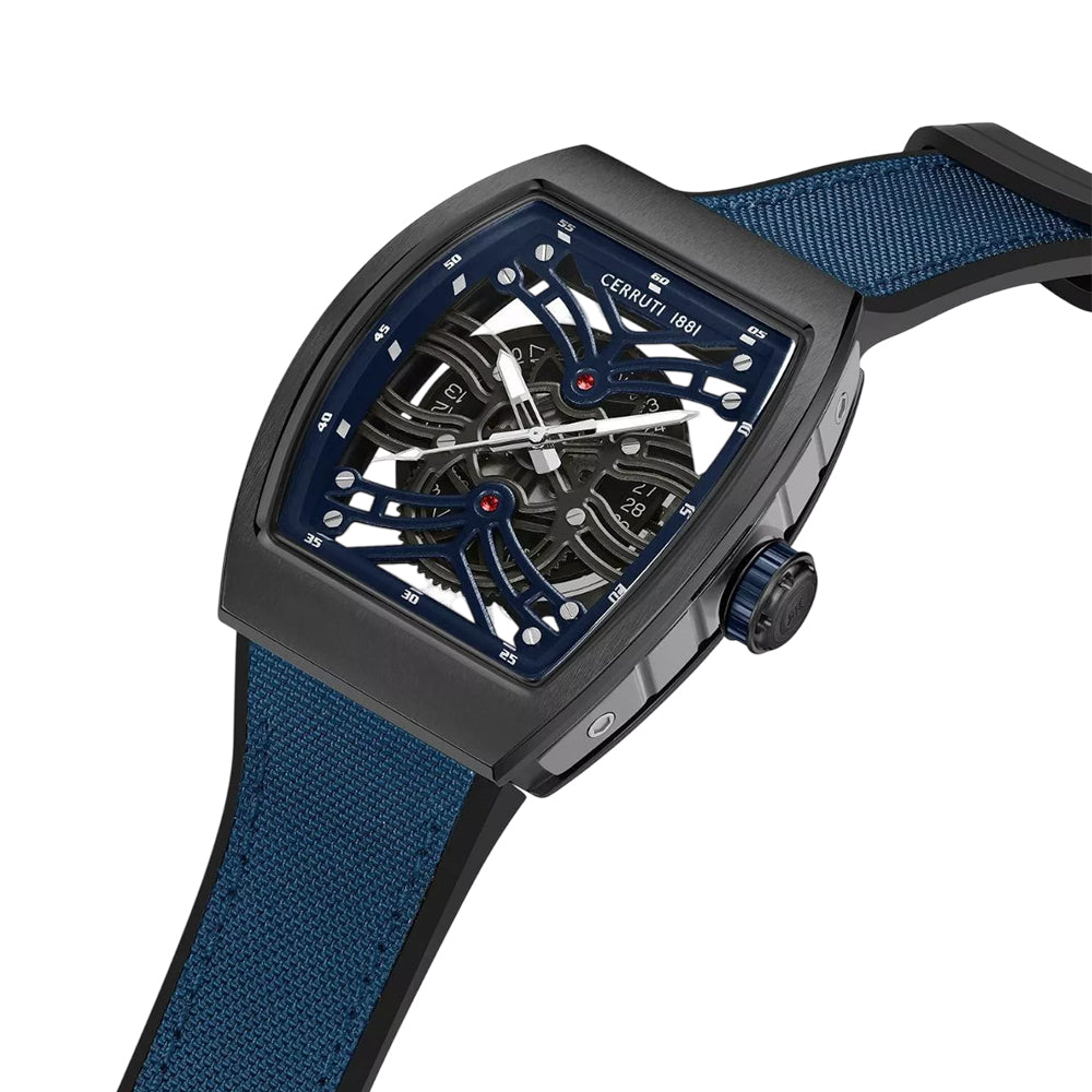 CERRUTI 1881 Calliano Men's Skeleton Blue Rubber Watch CIWGN0019505 - Image 2