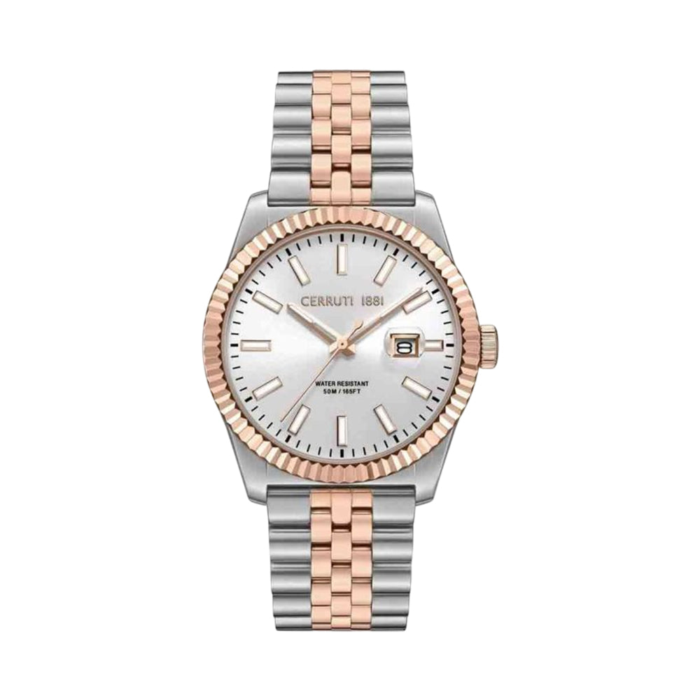 CERRUTI 1881 Chienti Men's White Dial Silver / Rose Gold Watch CIWGH0084202