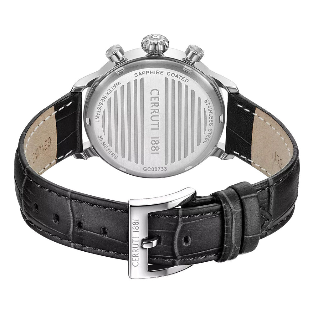 Cerruti 1881 Dervio Black Dial Leather Strap Chronograph Watch For Men CIWGC0073301 - image 3