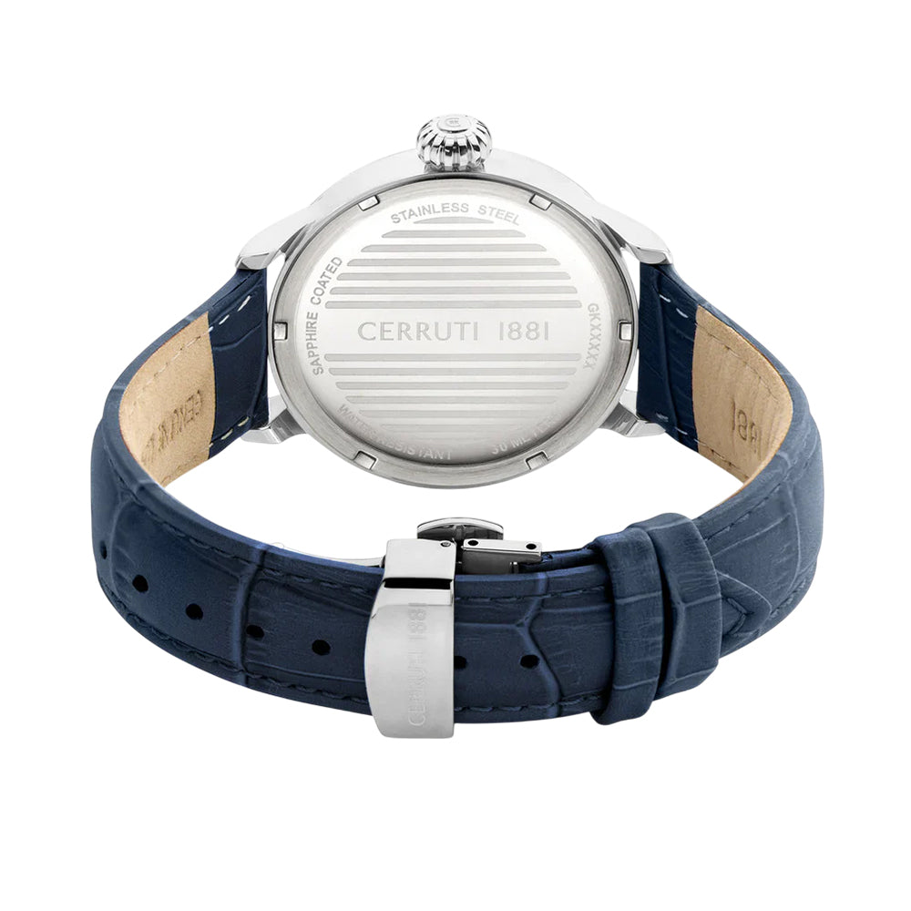 CERRUTI 1881 Dervio Men's Blue Dial Blue Leather Watch CIWGB0008001 - Image 3