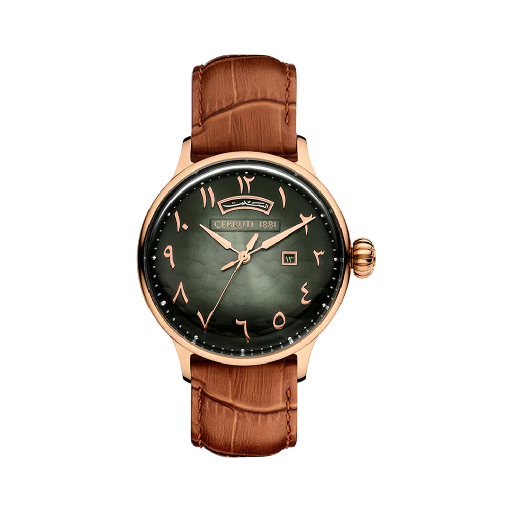 CERRUTI 1881 Dervio Men's Grey Dial Brown Leather Watch CIWGB0008002