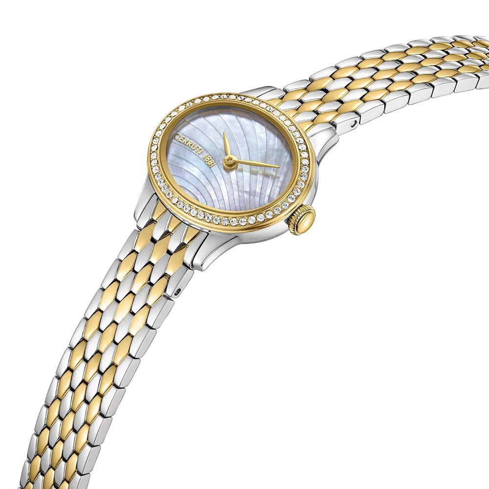 Cerruti 1881 Nemi Beige Mother Of Pearl Dial Silver Bracelet Oval Watch For Women CIWLG0073901 - image 2