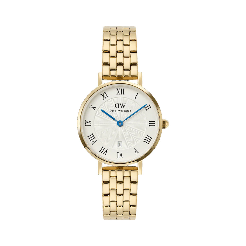 Daniel Wellington Petite Roman Numerals Date 5-Link Gold DW00100857