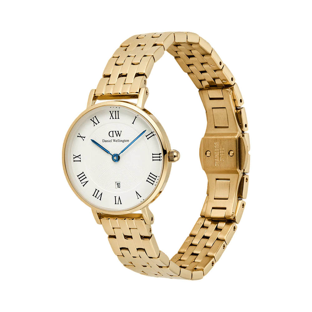 Daniel Wellington Petite Roman Numerals Date 5-Link Gold DW00100857 - Image 2