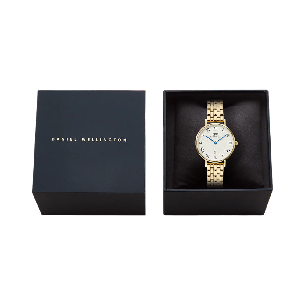 Daniel Wellington Petite Roman Numerals Date 5-Link Gold DW00100857 - Image 4