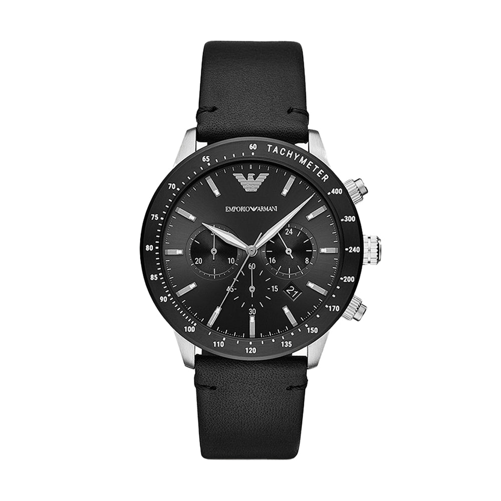 Emporio Armani Men's Chronograph Black Leather Watch AR11243