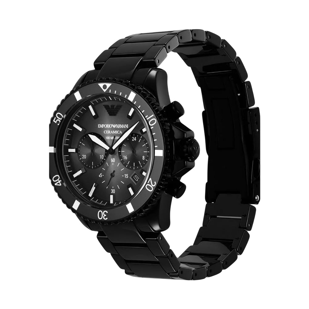 Emporio Armani Men's Grey Dial Black Ceramic Chronograph Watch AR70010 - Image 2