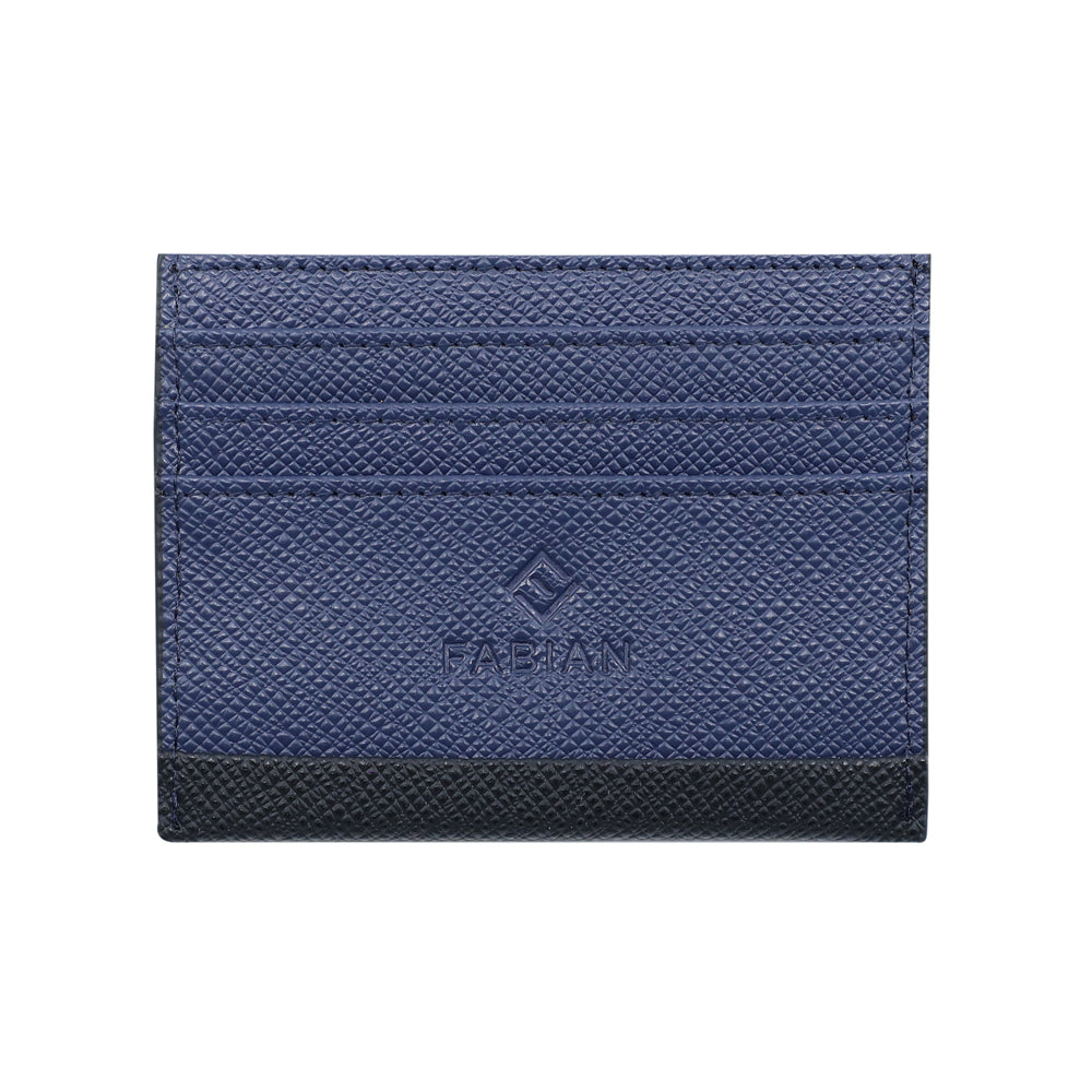 Fabian Leather Black/Blue Card Holder For Men - FMWC-SLG12-BNBL