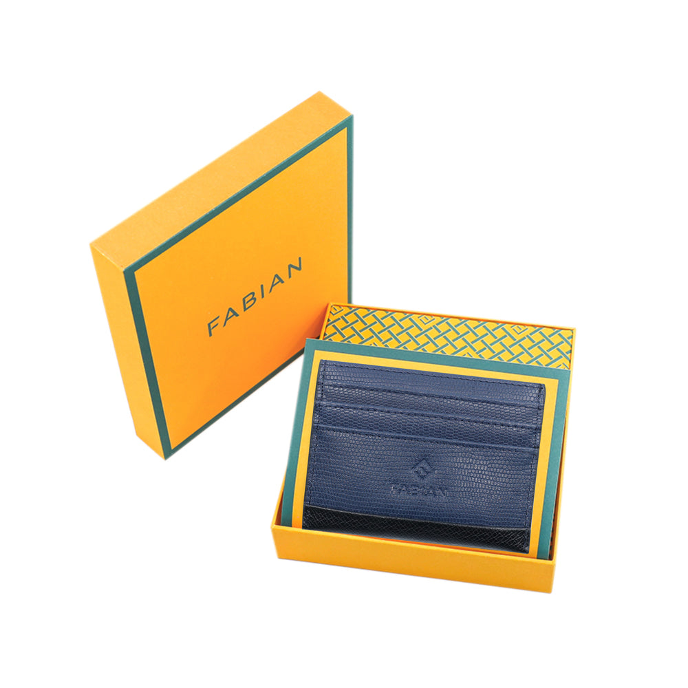 Fabian Leather Black/Blue Card Holder For Men - FMWC-SLG18-BNBL - Image 3