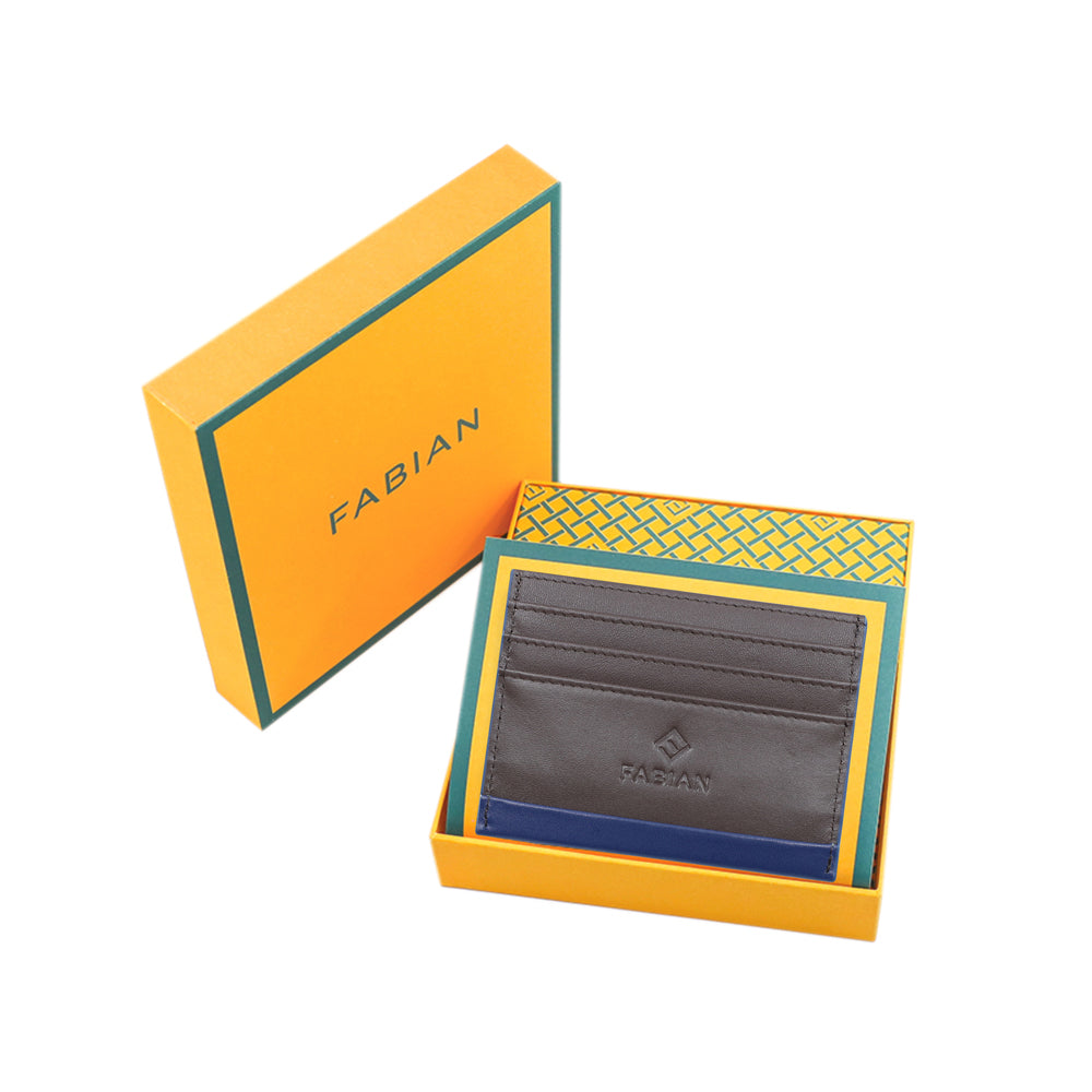 Fabian Leather Blue/Brown Card Holder For Men - FMWC-SLG16-BLNBR - Image 3