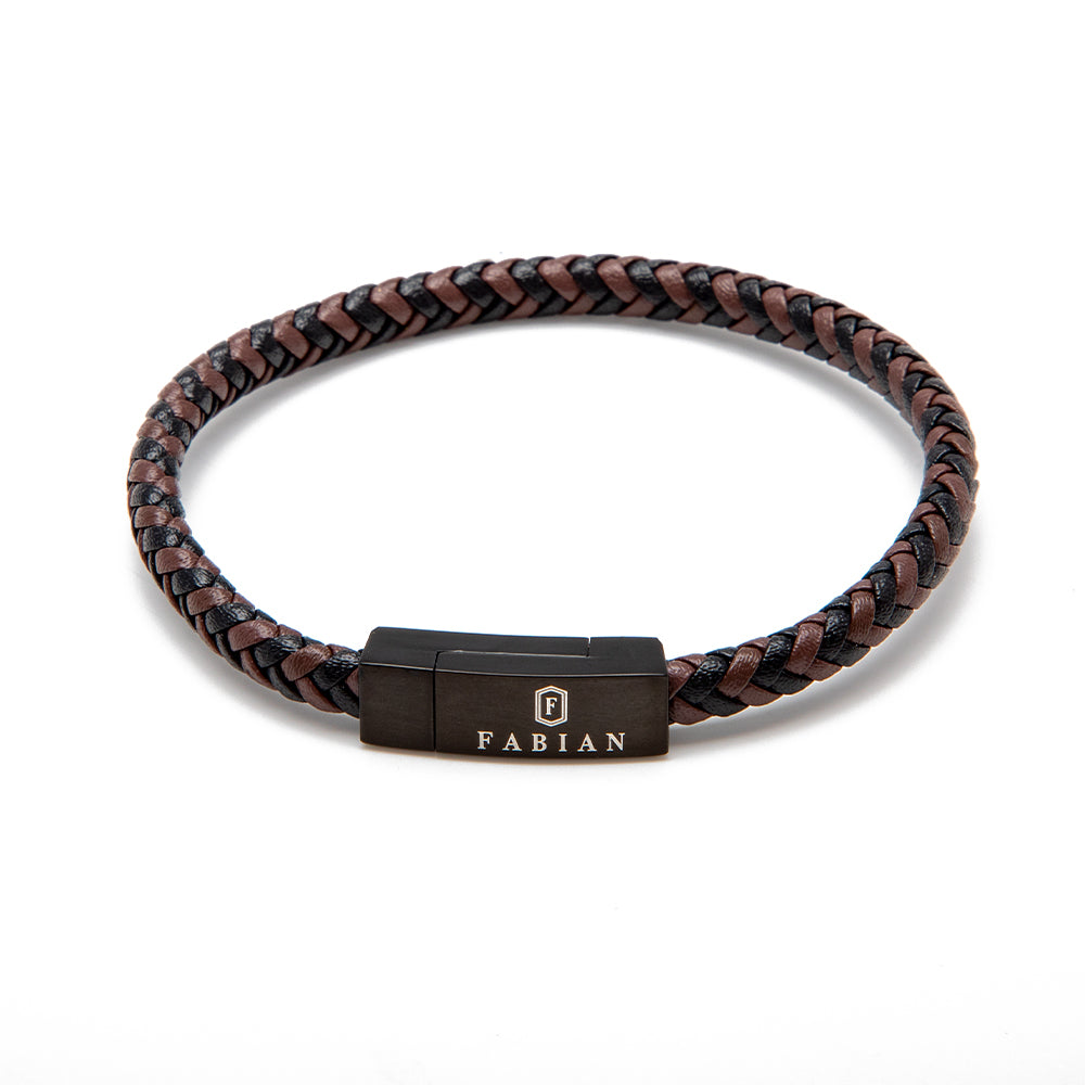 Fabian Men's Leather Brown Black Brown Bracelet FMB-JMYLB105-BBL