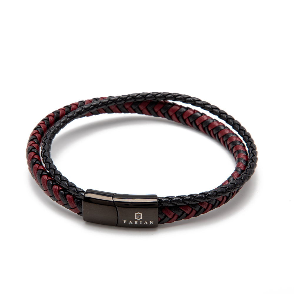 Fabian Men's Ruby Red and Brown Bracelet FMB-JMYLB112-2BRD