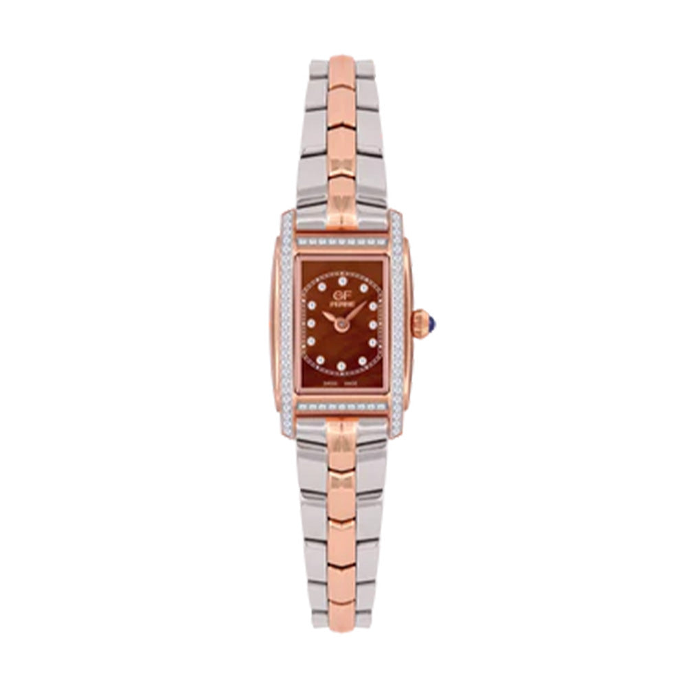 GF Ferre Women's Brown Dial Two-Tone Rose Gold Zircon Watch GFTRBR170089LZ