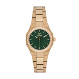 GF Ferre Women's Green Dial Gold Plated Zircon Watch GFGPGN6015L