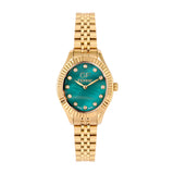 GF Ferre Women's Green Dial Gold Plated Zircon Watch GFGPN8063LZ