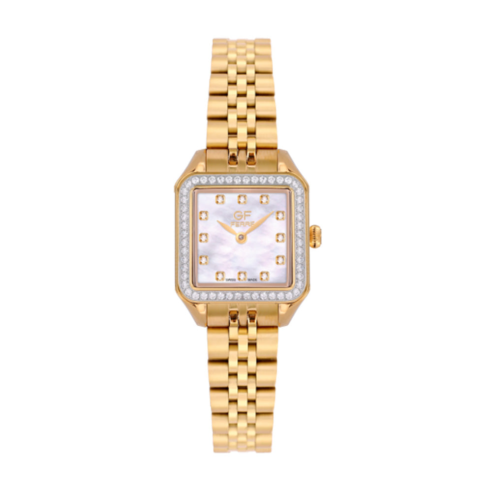 GF Ferre Women's Mother of Pearl Dial Gold Plated Zircon Watch GFGP170083LZ