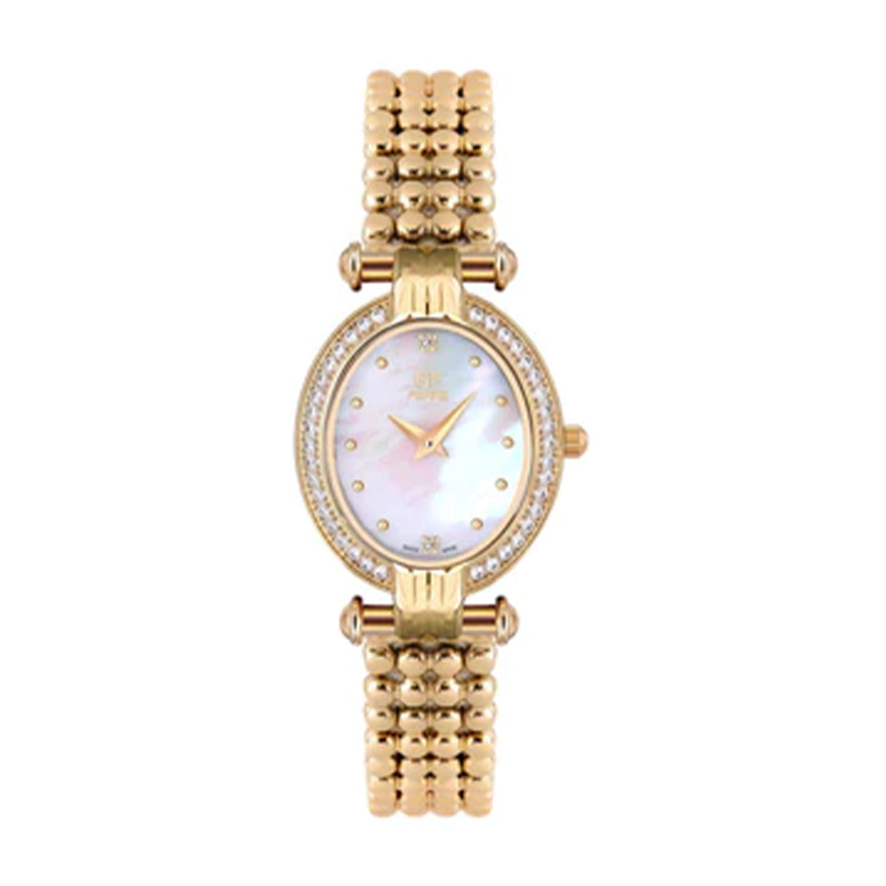 GF Ferre Women's Mother of Pearl Dial Gold Plated Zircon Watch GFGP2002LZ
