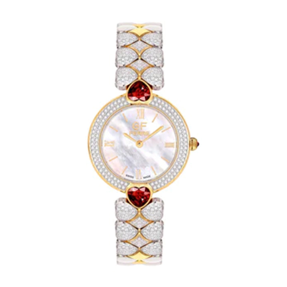 GF Ferre Women's Mother of Pearl Dial Gold Plated Zircon Watch GFGP7800LZ