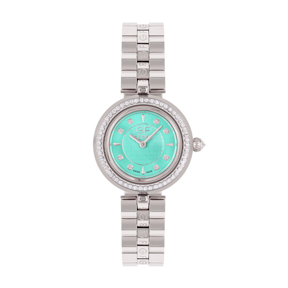 GF Ferre Women's Tiffany Dial Stainless Steel Zircon Watch GFSSTF170046LZ