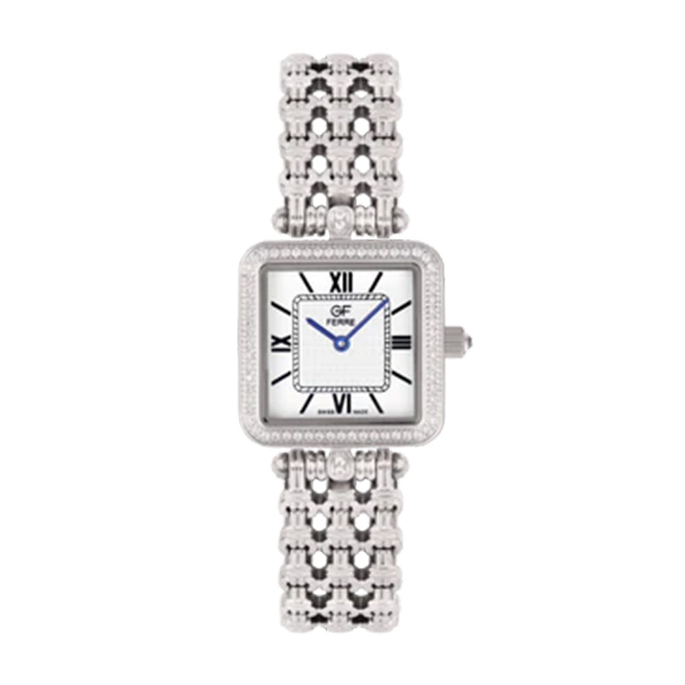GF Ferre Women's White Dial Stainless Steel Zircon Watch GFSS8069LZ