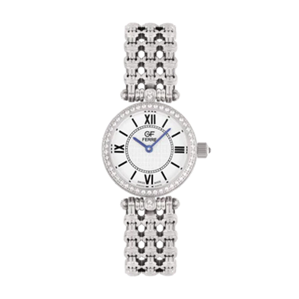 GF Ferre Women's White Dial Stainless Steel Zircon Watch GFSS958LZ