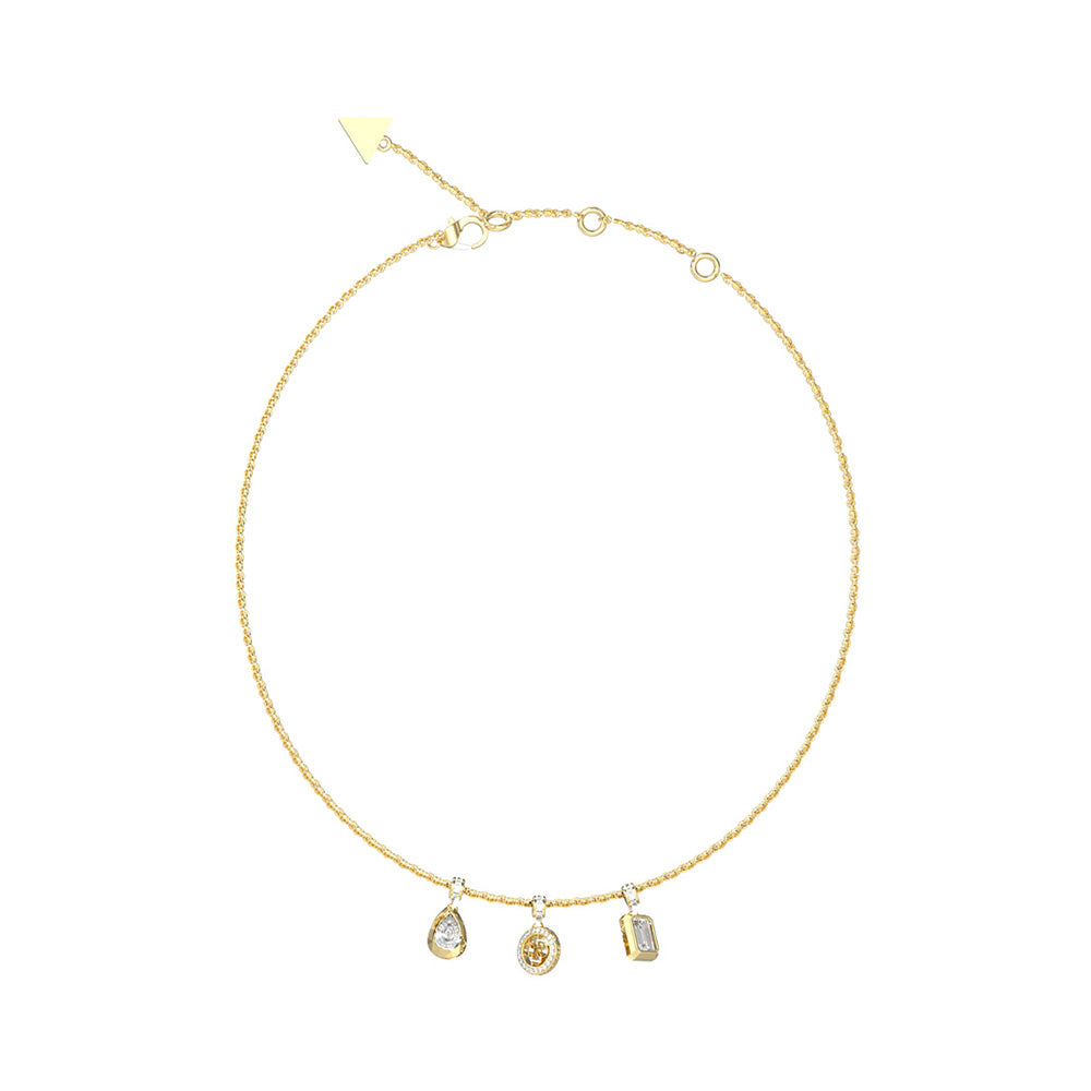 Guess 4G Light Gold Charm Crystal Necklace For Women JUBN05240JWYGT/U
