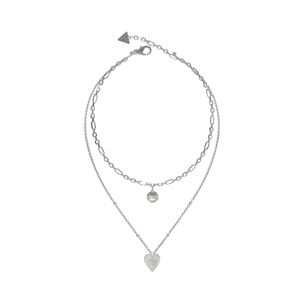 Guess All of Us Silver-Toned Heart Paperclip Necklace - JUBN04046JWRHT/U