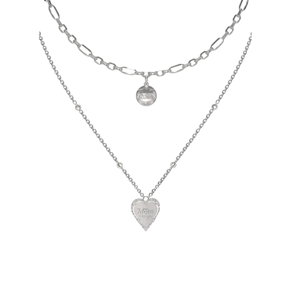 Guess All of Us Silver-Toned Heart Paperclip Necklace - JUBN04046JWRHT/U - Image 2