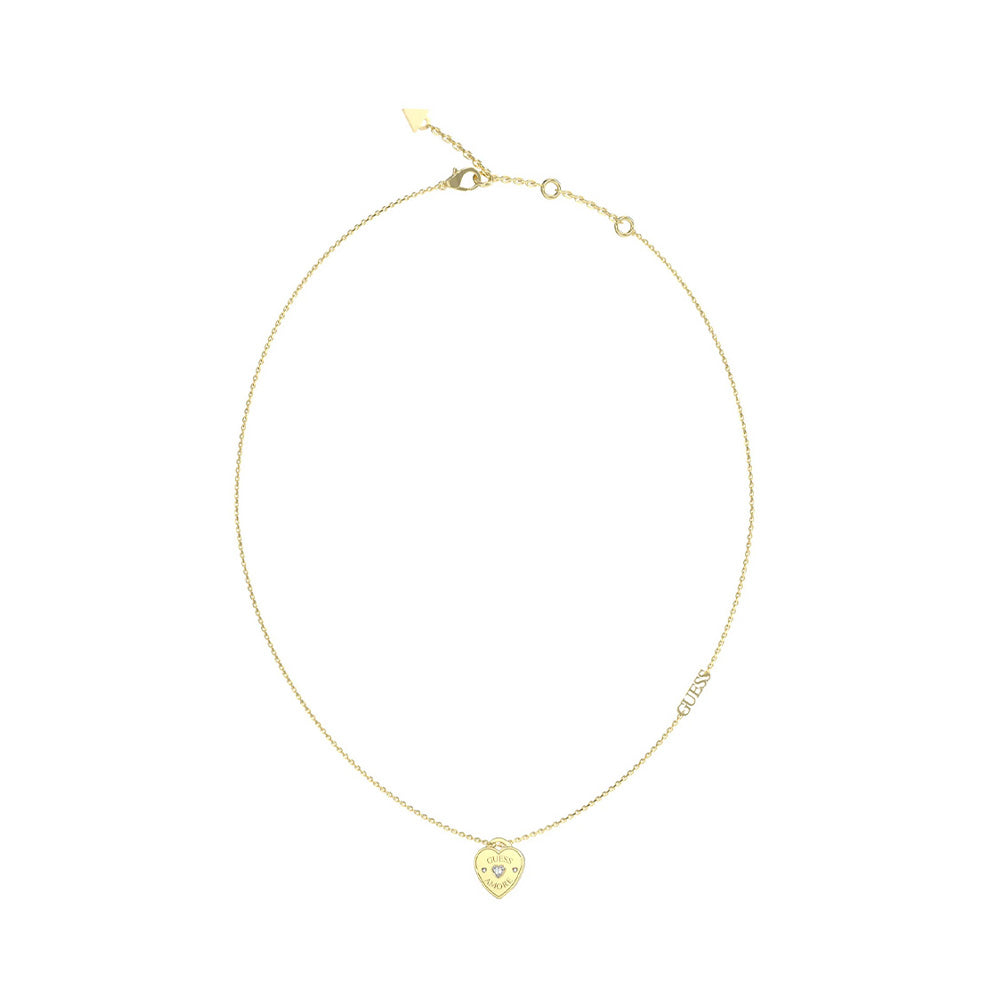 Guess Amore Gold Heart Crystal Necklace For Women JUBN05056JWYGT/U