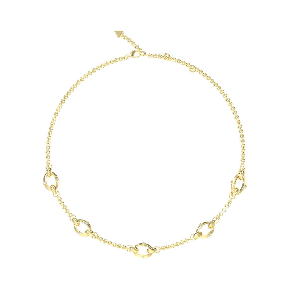 Guess Bamboo Gold Zirconia Necklace For Women JUBN05167JWYGT/U