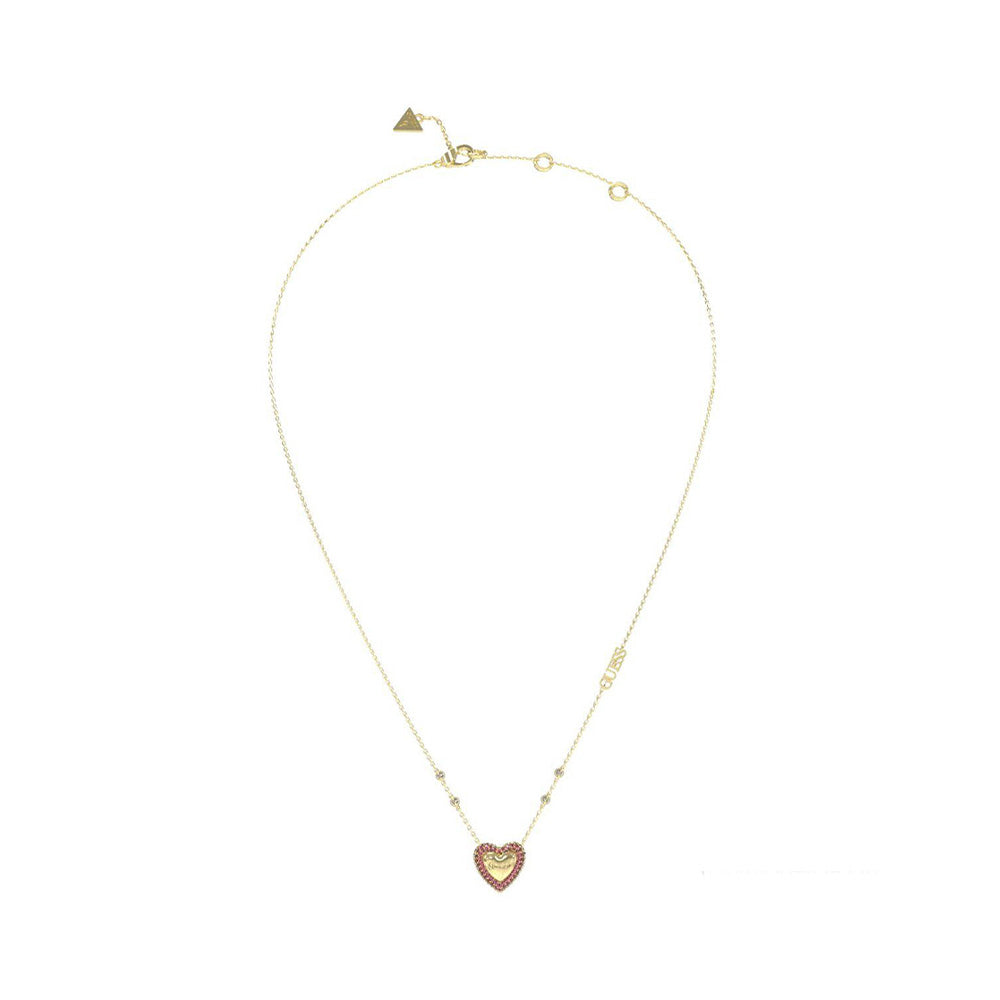Guess Beloved Gold Pink Zirconia Necklace For Women JUBN05007JWYGPKT/U