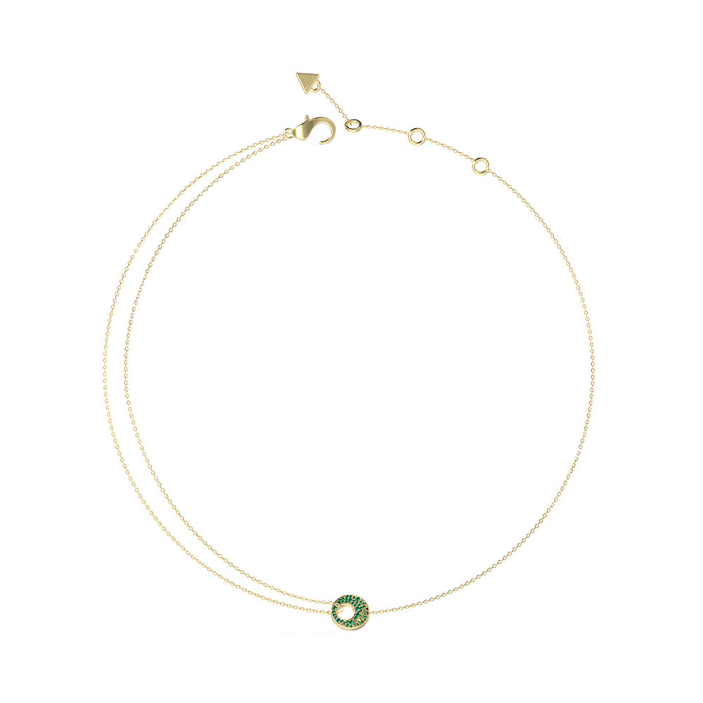 Guess Blooming Summer Gold Green Crystal Necklace For Women JUBN05226JWYGGNT/U
