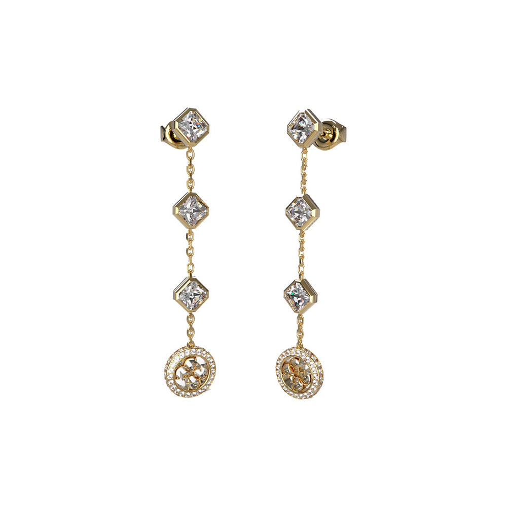 Guess Clear Drop Pendant Gold Earrings For Women JUBE04157JWYGT/U