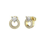 Guess Gold Crystal Zirconia Stud Earrings For Women JUBE04664JWYGT/U
