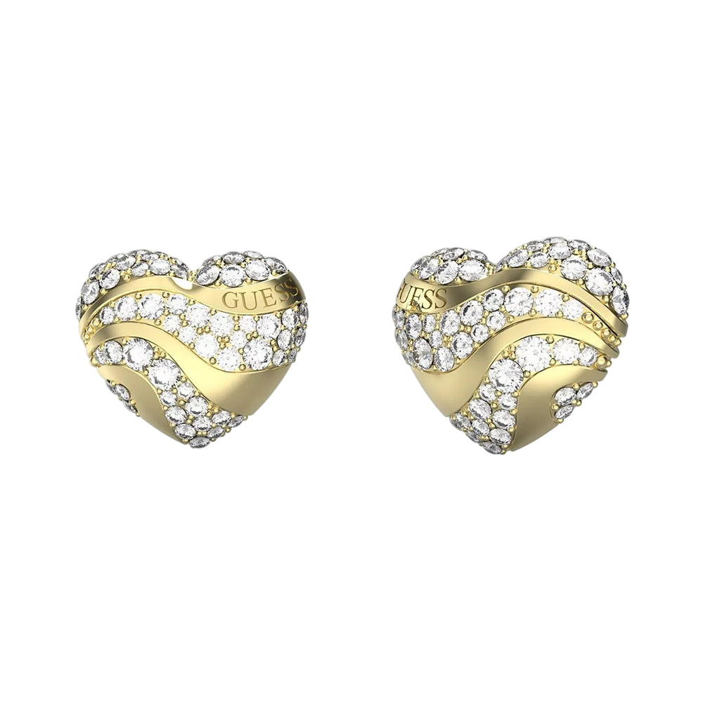 Guess Gold Cubic Zirconia Stud Earrings JUBE04504JWYGT/U