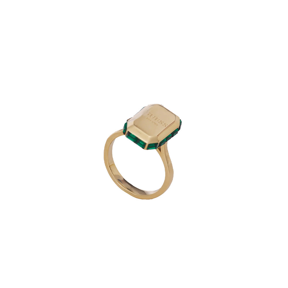 Guess Hashtag Logo Gold Emerald Crystal Ring For Women JUBR04259JWYGEM56 - image 2