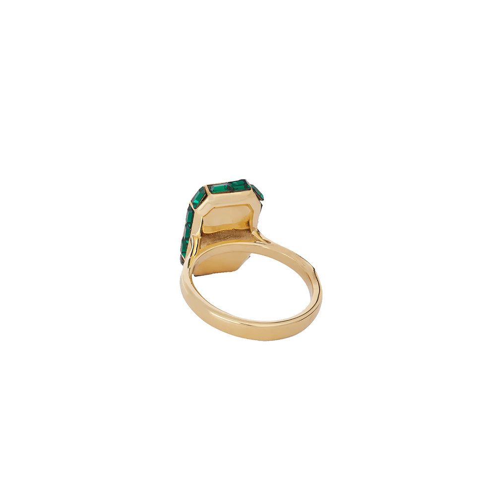 Guess Hashtag Logo Gold Emerald Crystal Ring For Women JUBR04259JWYGEM56 - image 3