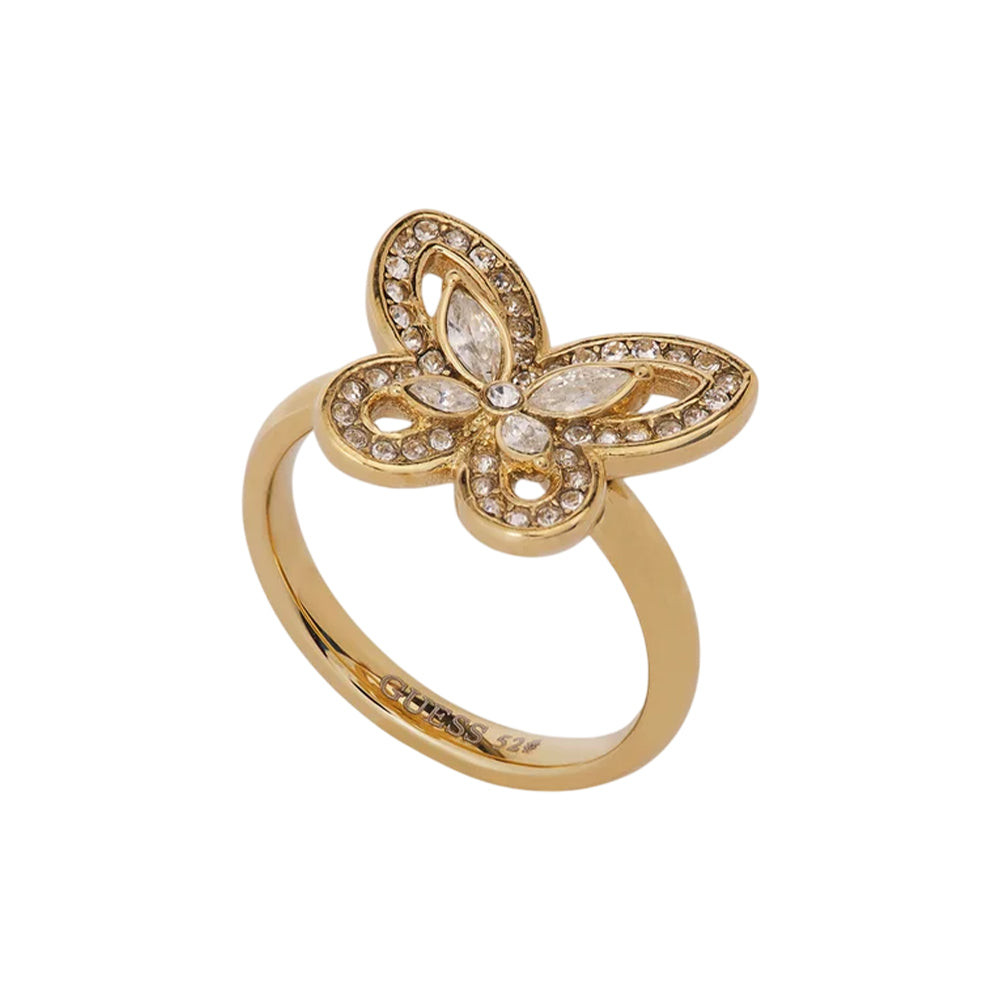 Guess Lily Butterfly Gold Toned Embellished Ring 52 - JUBR05115JWYG52 - image 2