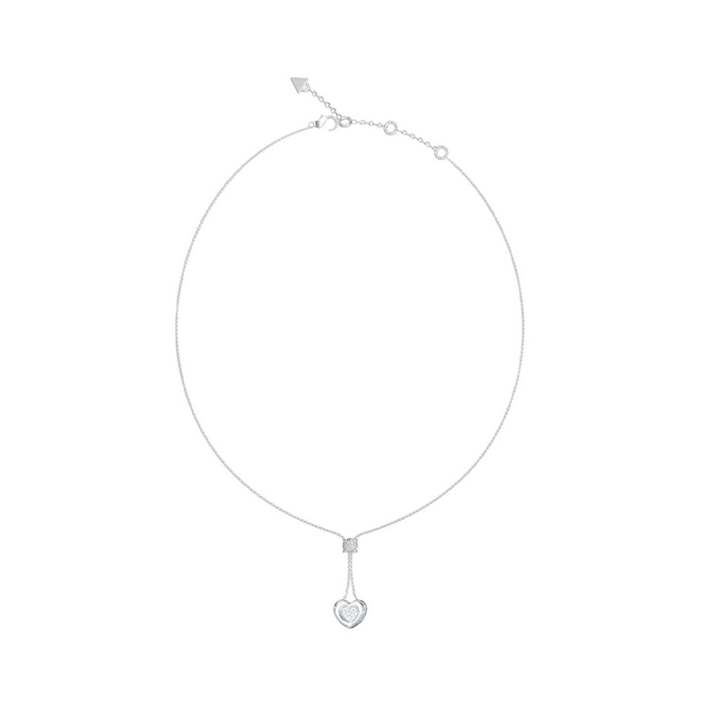 Guess Love Silver Heart Crystal Necklace For Women JUBN05460JWRHT/U