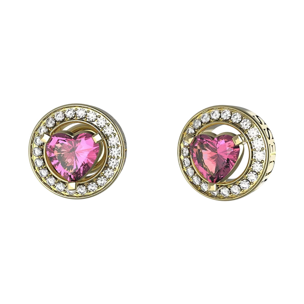 Guess M'Ama Non M'Ama Gold Heart Stud Earrings JUBE04669JWYGFCT/U