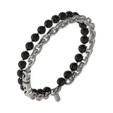 Guess Men's Silver & Black Stainless Steel Bracelet JUMB04051JWSTBKS