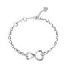 Guess Mon Amour Two Hearts Women's Silver Bracelet JUBB04618JWRHS