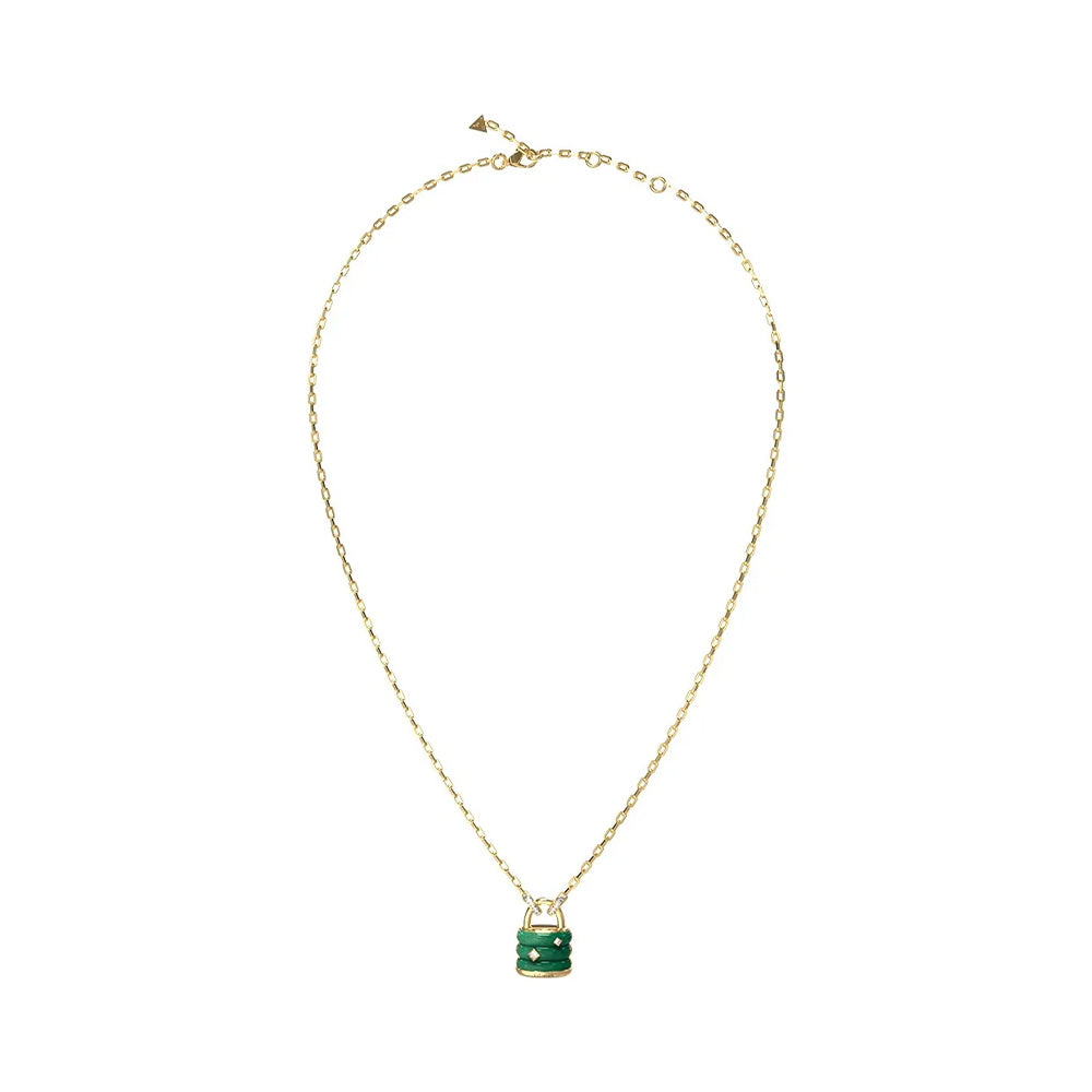 Guess My Secret Gold Green Padlock Necklace For Women JUBN05411JWYGGNT/U