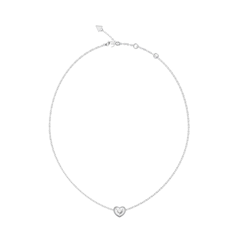 Guess Till Morning Silver Heart Crystal Necklace For Women JUBN05549JWRHT/U