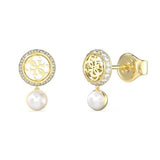 Guess Tiny Pearly Gold Crystal Earrings For Women JUBE05517JWYGT/U
