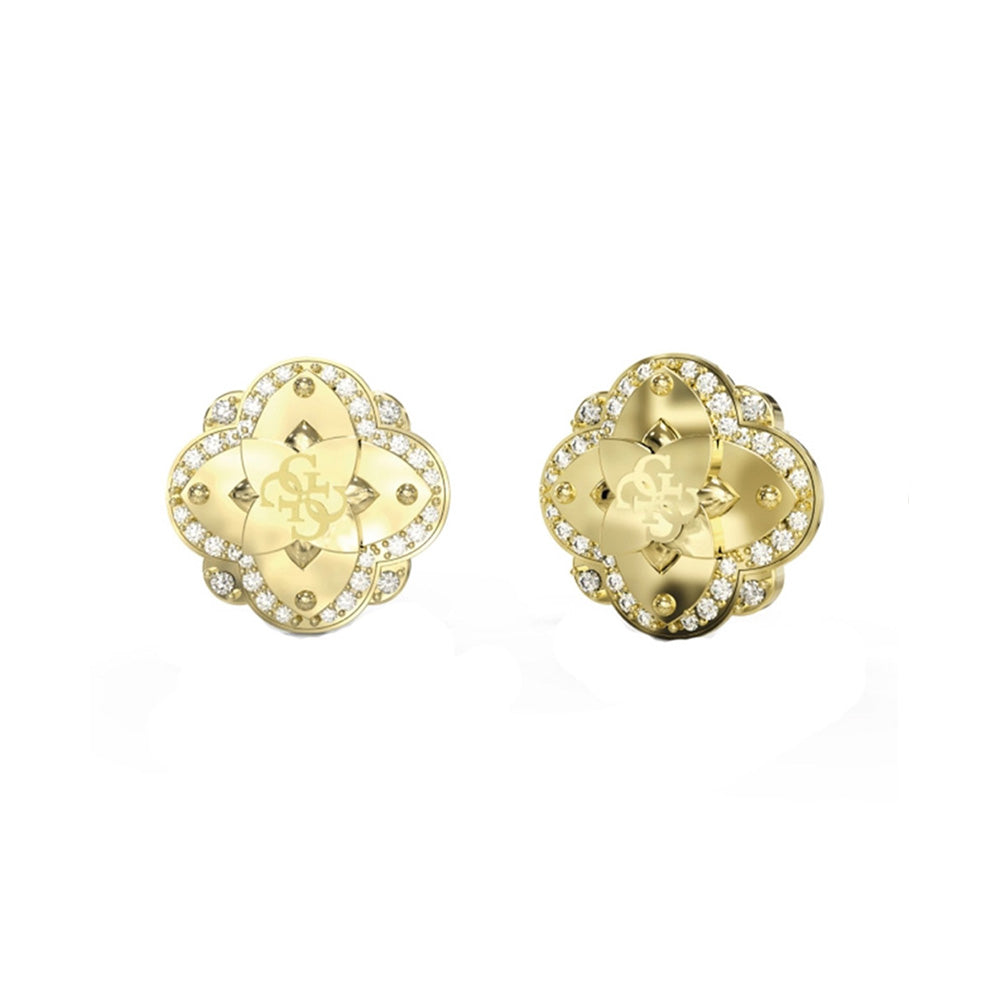 Guess Wild Flower Gold Crystal Earrings For Women JUBE05510JWYGT/U